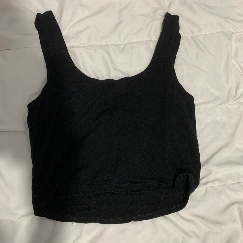 Ambiance Black Fitted Crop Tank Top